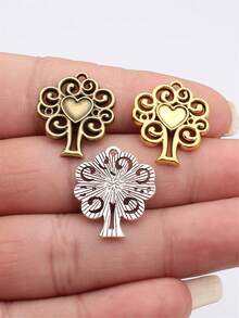 10pcs 23x20mm Hollow Out Heart Tree Pendant Pendant For DIY Jewelry Making Necklace Keychain Phone Chain Bracelet Making Accessories Handmade Craft Making Findings - Love Tree - View 1