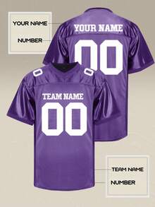 The Ultimate Personalized Gift For Men: Classic Football Shirt With Custom Name/Number, Premium Fabric For Dad's Weekend Matches. - Purple - View 2