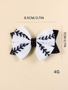 2 piezas Pinza de pelo con estampado de béisbol en blanco y negro, accesorios de pelo con estilo deportivo adecuados para ropa activa - Multicolor - Ver 2