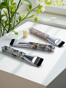 Luxury Rhinestone Makeup Brush Flat Top Foundation Brush Handmade Bling Design Soft Dense Bristles Beauty Tool For Women Birthday Gift Self-Use, Soft Dense Bristles Streak-Free Liquid Foundation Brush - Multicolor - View 7