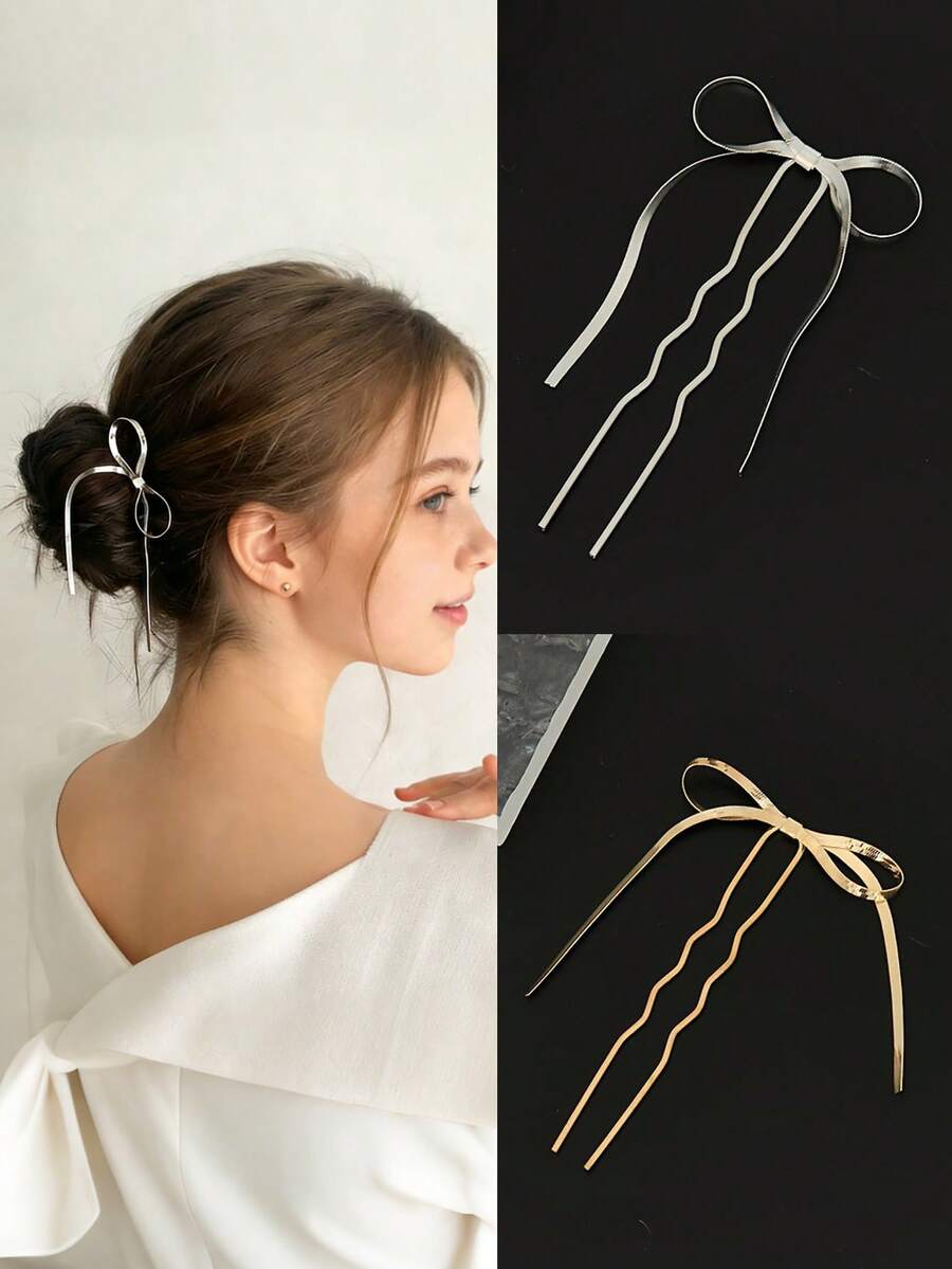 1 chiếc kẹp tóc nơ kiểu cổ điển thanh lịch, thích hợp để sử dụng hàng ngày, trong các lễ hội, sinh nhật, tiệc tùng, tiệc chiêu đãi, đám cưới, là phụ kiện thời trang và tinh tế dành cho các cô gái sành điệu. - Nhiều màu - Xem 1