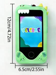 JCXCMEX Kids Smart Phone Toy, Early Education And Learning, Suitable For 3-12 Years Old Boys And Girls, Equipped With Dual Cameras, ABC Learning, Educational Games, Music Player And Green Dinosaur Anti-Drop Silicone Protective Case. - Green - View 8