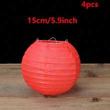 4pcs Red Foldable Paper Lanterns, Multipurpose Hanging Decor, Suitable For Chinese New Year, Birthday, Wedding And Other Occasions - Red - View 14