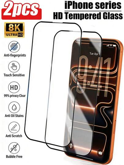 2 Stück Vollbild Ultra-Klar Bildschirmschutz, seidenbedruckter gerahmter gehärteter Glas, kratzfest, fingerabdruckfest, kompatibel mit Handyhüllen, glatte Kanten passen zum Bildschirm, kompatibel mit iPhone X/XS/11/12/13/14/15/16/17 Serie