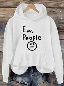 Women's Hoodie - Holiday Party Outfit - Soft Everyday Fall Tops - Machine Washable Casual Pullover Sweatshirt Women's Printed Hooded Sweatshirt - trắng - Xem 3