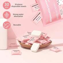 Compressed Towels, 30 Counts Disposable Compression Towels, 100% Cotton Soft & Absorbent Individually Wrapped Compressed Wipes, 24*30cm Large Size Portable Travel Towels, Reusable Face Towels For Travel, Camping, Hotel, Gym, Daily Cleaning & Makeup Remover - Blue - View 7
