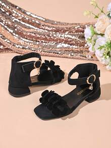 Giày sandal cao gót thời trang mới cho trẻ em, sandal cao gót hở mũi dành cho học sinh biểu diễn múa. - màu đen - Xem 5