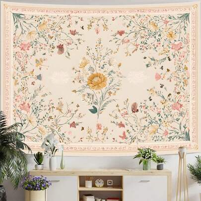 1 Tấm thảm treo tường Mandala hoa văn phong cách Bohemian - Trang trí tường thẩm mỹ cho phòng ngủ, với thiết kế hoa văn màu nước khổ lớn tông màu be; một tấm thảm phong cách hippie lý tưởng để trang trí phòng khách và ký túc xá.