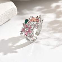 1pc Elegant Butterfly Flower Shaped Open Ring, Quality Jewelry, Suitable For Women, Wedding Party Gift, Valentine's Day Gift - Multicolor - View 6