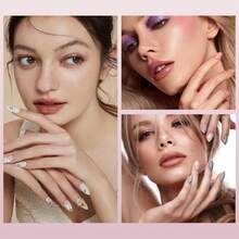 4-Piece Acrylic Nail Brush Set – Gold & Silver Diamond Pen Handles, Odorless, Beginner-Friendly, Nail Extension, Carving & Powder Application - Multicolor - View 4