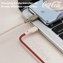 Coca-Cola C-1 USB C To C Fast Charging Cable, 60W High-Speed Charger Cord With Smart Chip, & Leak-Proof Design, Compatible With Laptop, Tablet, Phone, Switch - Olive Green - View 7