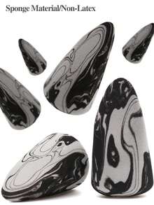 10/15/20个装火箭造型化妆海绵，黑白两色，适用于粉底和散粉，干湿两用，完美上妆。 - 彩色 - 查看 7