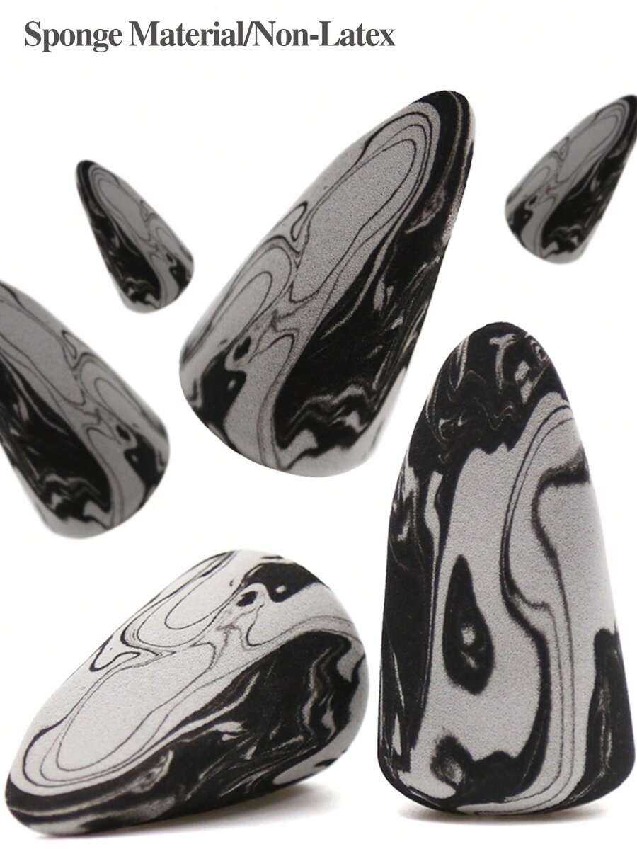 10/15/20pcs Rocket Shaped Makeup Sponges, Black & White, Perfect For Foundation And Powder, Suitable For Wet And Dry Use
