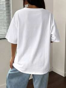 Áo thun nữ thiết kế theo yêu cầu - Tự thiết kế áo thun in hình cá nhân bằng cách thêm hình ảnh và văn bản của riêng bạn. Áo thun nữ tùy chỉnh - Thêm ảnh, logo, văn bản của riêng bạn để thiết kế áo thun thường ngày in hình cá nhân. - trắng - Xem 6