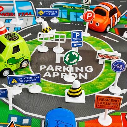 56pcs Simulation Road Signs, Mini Traffic Signs, Crossroads Traffic Lights, Christmas, Thanksgiving, Easter Gifts