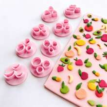 Mini Fruit Clay Cutters Set, Strawberry Avocado Banana Polymer Clay Earring Cutters, DIY Craft Tools For Earrings & Pendants - Pink - View 5