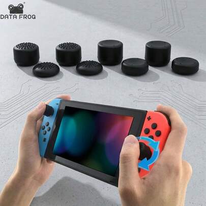  DATA FROG 8 Pcs Anti-Slip Silicone Cap For Nintend O Switch OLED Analog Stick Cap For Joy-Con Grip Rocker Protection For Switch L