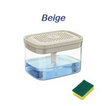 1 pièce Distributeur de savon avec support d'éponge, comprend 1 éponge, forme carrée compacte, accessoire d'évier, distributeur de détergent/liquide pour le lavage des mains, étagère de rangement de cuisine (noir/beige) - multicolore - Voir 10