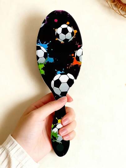 1pc New World Cup Element Hair Brush, Football Series Printed Oval Air Cushion Brush, Portable & Comfortable Grip, Non-Damaging Smooth Brushing, Massage Relaxing Hair Brush, Smooth Scalp Massage Brush