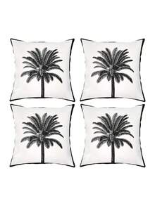 1/2/4pcs, 2D Single-Sided Printing Design (Without Pillow Core), Black Palm Tree Pillowcase - Modern Tropical Style Minimalist Design Zipper Closure, Suitable For Living Room, Bedroom - A - View 7