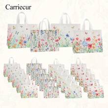 CARRIECUR Túi tote vải không dệt tái sử dụng, túi mua sắm in hình bướm vườn màu nước, túi quà tặng nhẹ, tiện dụng cho đám cưới, tiệc cưới, sinh nhật, tiệc mừng em bé, dã ngoại, đi biển và sử dụng hàng ngày, 4 kiểu dáng khác nhau. - Xem 5