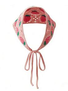 1件/2件装三角发带，女士针织头巾，草莓水果图案钩针发带，女士针织围巾头巾 - 彩色 - 查看 9