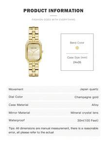 Women's Gold-tone Quartz Bracelet Watch Square Analog Watch for Women with Light Champagne Dial Elegant Chic Style Watch with Adjustable Bracelet Ladies' Waterproof Watch - 金色 - 查看 10