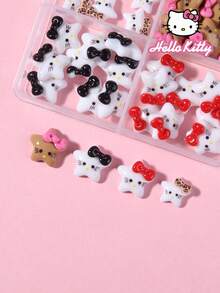 SANRIO 40片/套卡通美甲装饰，4种设计：星星、蝴蝶、猫咪主题迷你水钻平面贴纸 - 彩色 - 查看 3