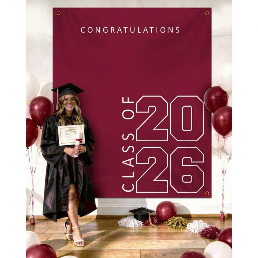 Congratulations Class Of 2026 Banner Minimalist Backdrop For Graduation Party Decorations Photo Background - 多色 2 - 查看 1