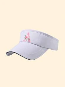 1pc Kids White A-Z Letter Brim Sun Hat, 1pc Adjustable Kids UV Protection Sports Sun Hat, Breathable Golf Tennis Running Cap - White - View 6