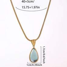 French-Style Vintage Teardrop Glass Pendant Stainless SteelNecklace For WomenA Gift For Mom, Expressing A Child's Love. - Vàng-SE3090 - Xem 3
