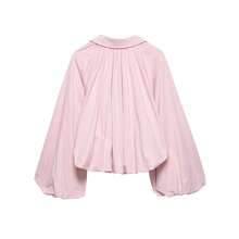 Giacca da baseball rosa alla moda con maniche a palloncino da donna, giacca elegante con colletto vintage e cerniera per uso all'aperto, primavera - Rosa - Visualizzare 11