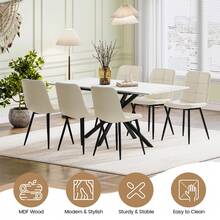 Extendable Dining Table,120-160 Cm Rectangular Marble Effect Kitchen Table For Dining Room, Kitchen,Restaurant - Efecto mármol blanco - Ver 5