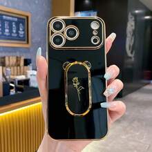 1个玫瑰花小熊耳机壳，电镀包边防摔设计，兼容 17 Pro Max/16/15/14/13/12/11、Galaxy A57/A37 A55 5G、A35/A15、荣耀X7D/X9D 400 400 Lite、摩托罗拉等手机及设备 - 黑色 - 查看 4