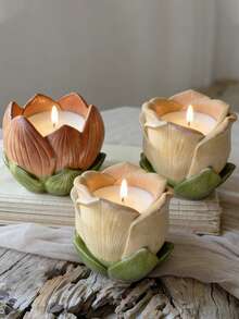 1pc Lotus Shaped Candle Mold Silicone Candle Mold, Suitable For DIY Tea Candle, Scented Candle, Resin Crafts And Jewelry Box, Elegant Floral Home Desktop Car Decor Holiday Gift Silicone Mold - A - View 7