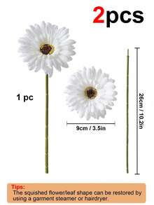 6/12支仿真非洲雏菊，丝质非洲雏菊，假非洲雏菊，仿真向日葵，散装仿真花束，适用于婚礼新娘捧花、派对、家居厨房装饰、花园装饰、户外植物、园艺、仿真花、秋季装饰 - 白色 - 查看 10