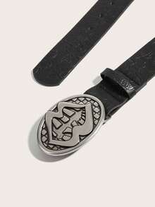 1pc Retro Lip Buckle Belt For Women, Suitable For Daily Wear - Black - View 4