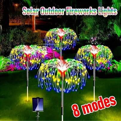 4pcs Solar Powered Firework Lights - 320/240 LED, 8 Lighting Modes, Ideal For Christmas & Halloween Decor, Warm White/Multi-Color, Christmas Decorations