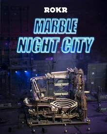 Robotime ROKR Marble Night City 3D Wooden Puzzle - 294-Piece Mechanical Pinball Track Model With Crank, Dynamic Track System, Tabletop Decoration, Adult DIY Project - LGA01-night City - View 4