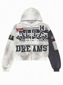 2026 Spring And Summer Graffiti Print Men's And Women's Loose Casual Zipper Hooded Sweater  Brand Fashion Y2k Jacket Hoodie - YN-6 - 查看 1