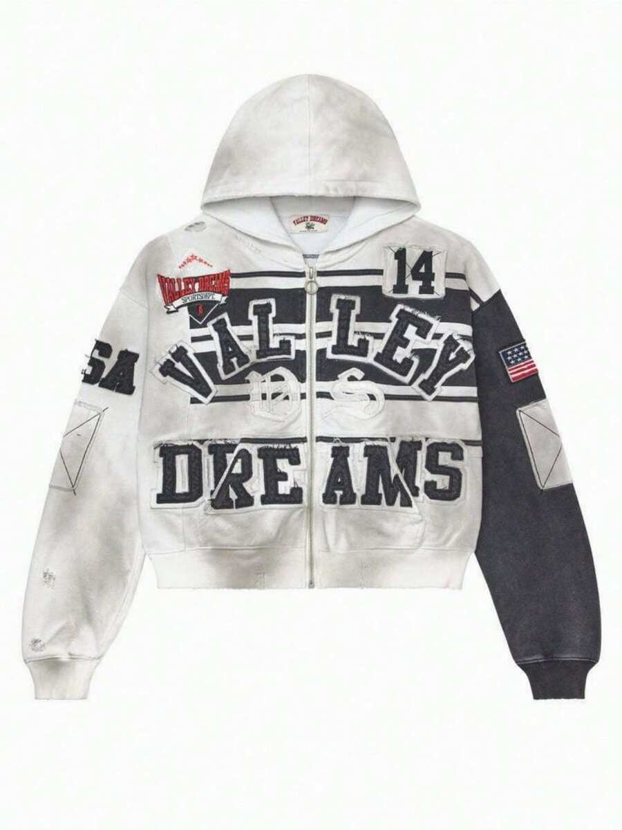 2026 Spring And Summer Graffiti Print Men's And Women's Loose Casual Zipper Hooded Sweater  Brand Fashion Y2k Jacket Hoodie - YN-6 - 查看 1