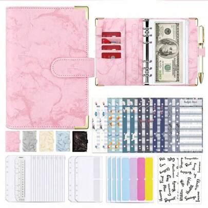 A6 Budget Binder with Zipper and Cash Envelopes, Monthly Budget, Remind, Budget Sheet, Category Stickers, Money Organizer for Cash and Card for Home Office School