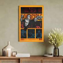 Frameless "Invincible" Animated Series Canvas Poster, Vibrant Action Art Wall Decor With Main Character, Bold Red And Black Superhero Design, Suitable For Bedroom, Living Room, Home Decor - A - View 4