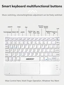 Teclado táctil de oficina de dibujos animados de alta calidad, teclado inalámbrico de control inteligente compatible con tableta - Multicolor - Ver 5