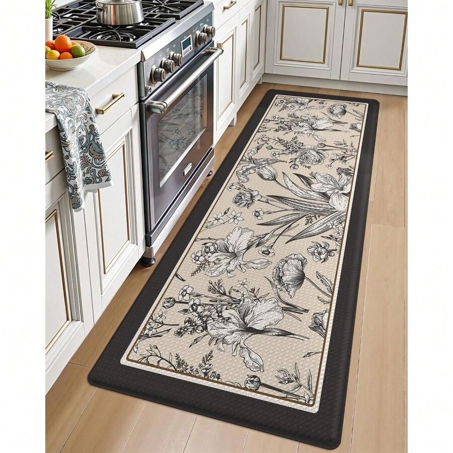Anti Fatigue Kitchen Cushioned Mat For Floor, Ultra Soft High Quality Runner For Standing, PVC Comfort Rugs For Home, Office, Sink, Laundry, 24x59,Suitable For Both Indoor And Outdoor Use, Ideal For Hallways, Balconies,High-End Printed Kitchen Soft And Comfortable Standing Mat, Moisture-Absorbent And Anti-Slip, Durable And Stain-Resistant, Suitable For Bathroom Door, Kitchen, Dining Room, Coffee Shop Carpets, As Well As Living Room, Bedroom And Entry-Level Home - Nhiều màu - Xem 1