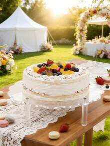 Soporte redondo de acrílico para tartas, estante de exhibición de postres para fiestas/cumpleaños, soporte de exhibición de cristal transparente - transparente - Ver 3