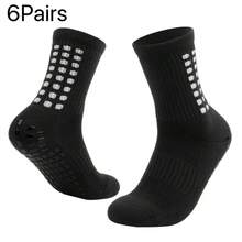 1/3/6 Pairs Football Socks For Men, Short/Tall, Thick, Non-Slip, Durable Sports Socks - Black and White - View 7