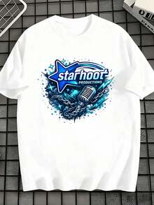 T-Shirt Casual Da Uomo Con Stampa Grafica A Stella, In Morbido Cotone, Vestibilità Comoda, Stile Street Hip-Hop, Design Grafico - White - View 2