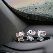 6pcs Cute Mini Elephant Figurines, Creative Micro Landscape Decor, Car Interior Dashboard Computer Screen Ornament, DIY Decoration Accessories - Little Elephant - View 2