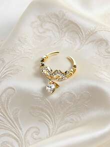 QIHOO Rhinestone & Heart Decor Cuff Ring - Vàng - Xem 4